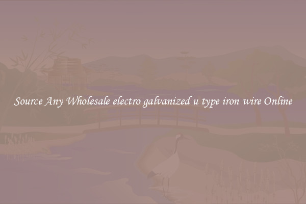 Source Any Wholesale electro galvanized u type iron wire Online