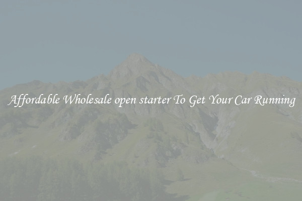 Affordable Wholesale open starter To Get Your Car Running