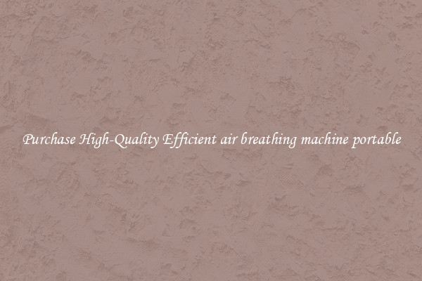 Purchase High-Quality Efficient air breathing machine portable