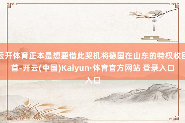 云开体育正本是想要借此契机将德国在山东的特权收回首-开云(中国)Kaiyun·体育官方网站 登录入口