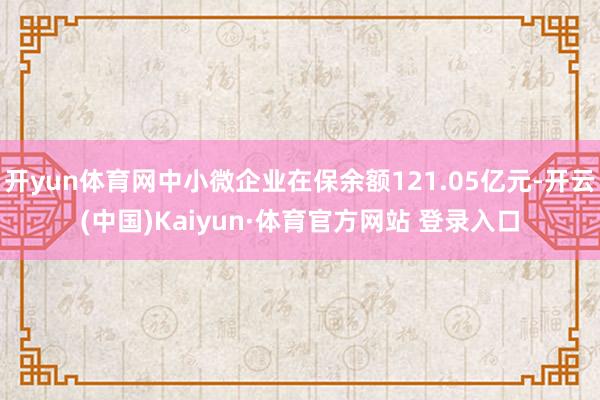开yun体育网中小微企业在保余额121.05亿元-开云(中国)Kaiyun·体育官方网站 登录入口
