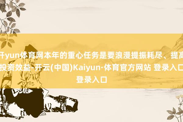 开yun体育网本年的重心任务是要浪漫提振耗尽、提高投资效益-开云(中国)Kaiyun·体育官方网站 登录入口