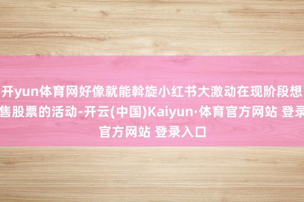 开yun体育网好像就能斡旋小红书大激动在现阶段想要出售股票的活动-开云(中国)Kaiyun·体育官方网站 登录入口