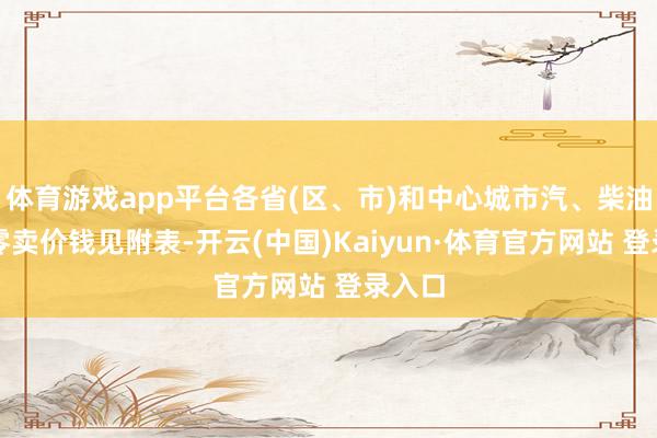 体育游戏app平台各省(区、市)和中心城市汽、柴油最高零卖价钱见附表-开云(中国)Kaiyun·体育官方网站 登录入口